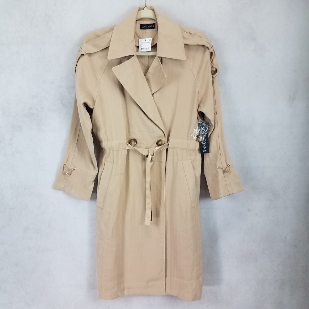 NEW Love token Nordstrom Size XS Lightweight Trench Coat in Beige / Tan